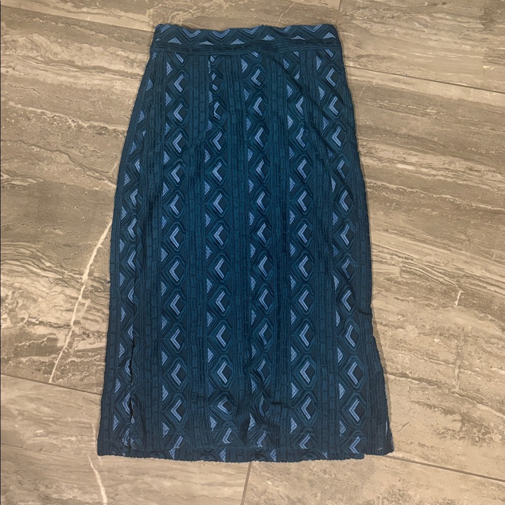 Anthropologie  Blue print Textured skirt.